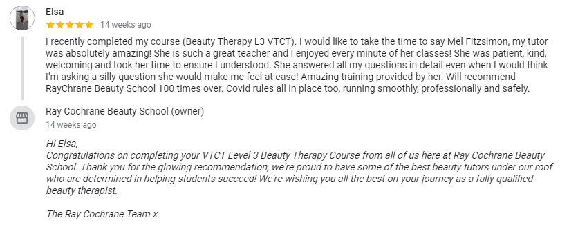 VTCT level 3 beauty therapy course review