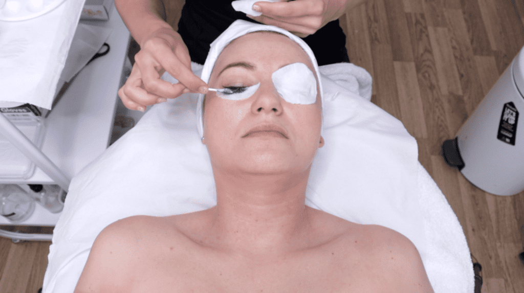 Step by step facial treatment step 2 pre-cleanse remove the eye makeup