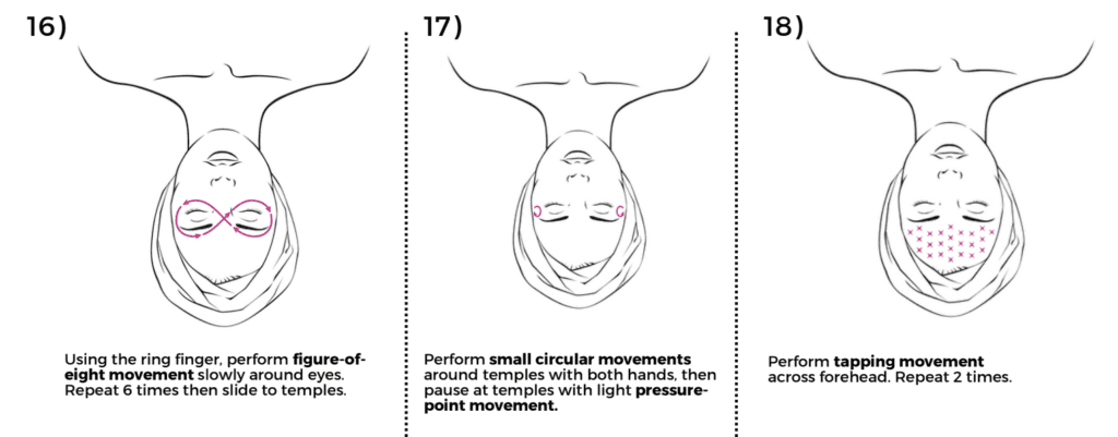 Step to perform circular movements across forehead