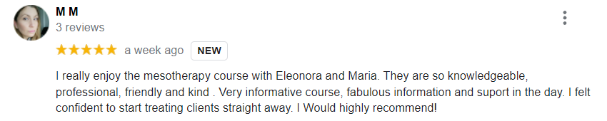 Mesotherapy training course Ray Cochrane Google review