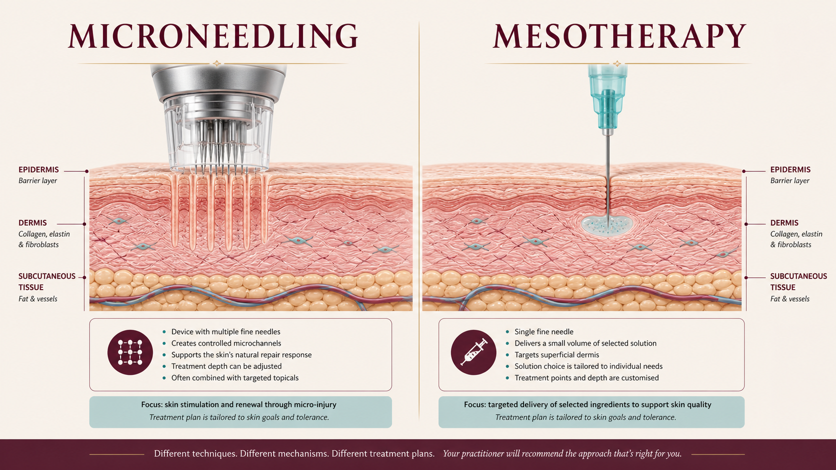 Educational comparison of a multi-needle microneedling device and a single-needle mesotherapy injection